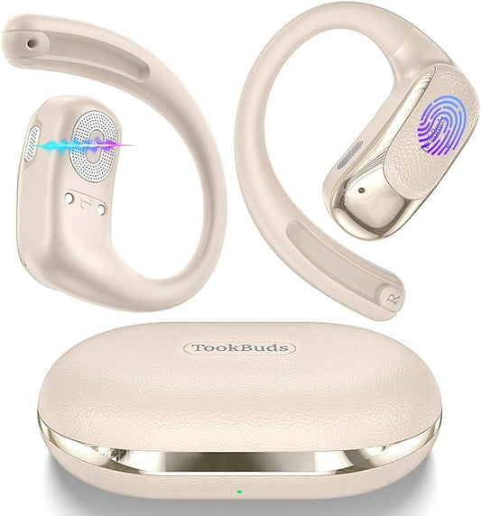 AI Translation Earbuds Real Time, 145 Language Translator Earbuds, Open-Ear Bluetooth 5.4, No Subscription, 60H, USB-C Fast Charge, Translation Headphones for Business Travel Learning (Ivory White)