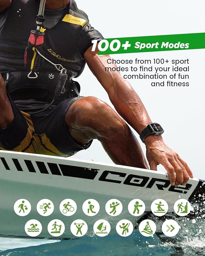 Smart Watches for Men, 1.95'' Mens Military Smart Watch for Android & iPhone, Waterproof Fitness Tracker Watch with Flashlight/100 Days Battery Life/Call/Heart Rate Sleep Monitor/100+ Sport Modes