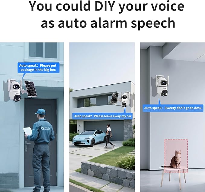 Dual Lens Security Cameras Wireless Outdoor for Home Security,WiFi,2-Way Audio,Night Vision,Motion Detection,No mothly fee Cameras,IP65 Water Proof