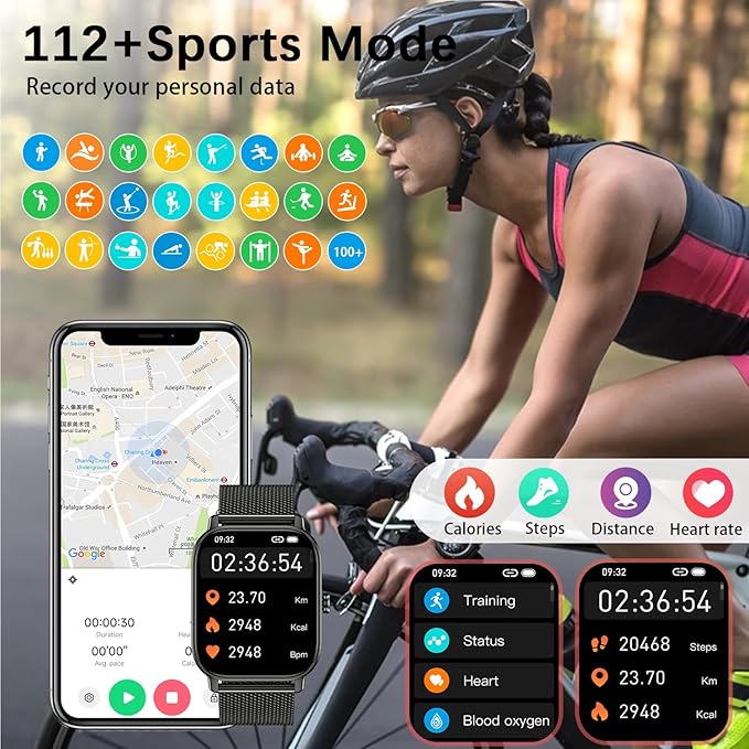 Smart Watch for Women Men Fitness: Waterproof Make Answer Call Digital Mens Watches Running Pedometer Smartwatch for Android Phone iPhone Samsung Compatible Heart Rate Monitor SpO2 Step Tracker