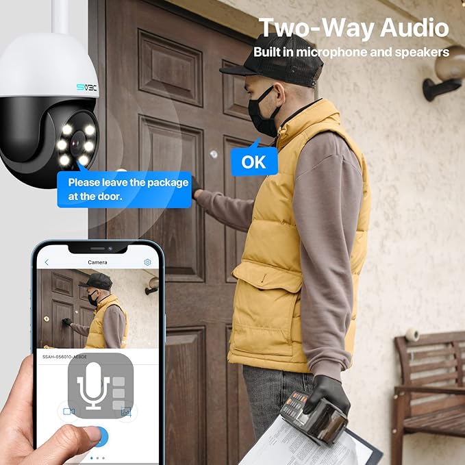 SV3C PTZ Security Camera Outdoor, Pan Tilt Dome WiFi IP Camera with Auto Tracking, 1080P Color Night Vision, 2-Way Audio, Humanoid Detection, Waterproof, 24/7 Recording, SD Card Storage, Remote Access