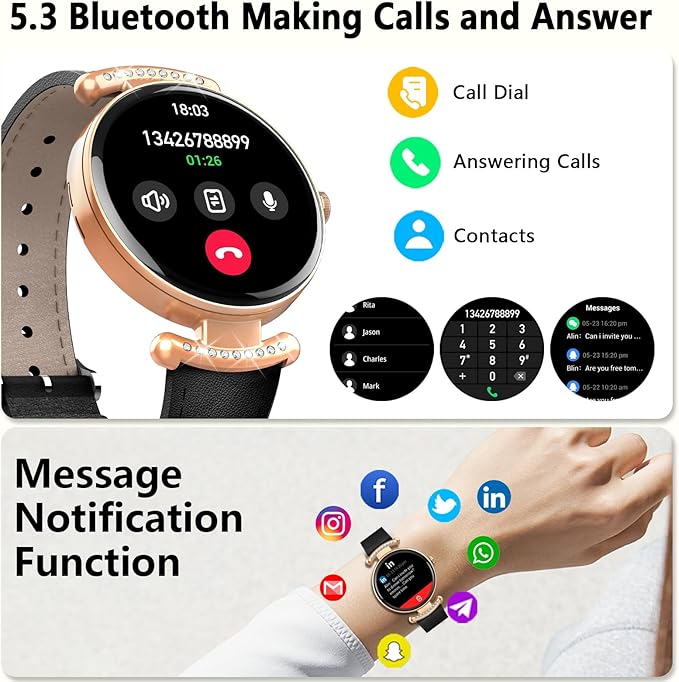 Smart Watches for Women Android IOS, 1.2'' AMOLED Ultra-Clear Screen Fitness Trackers with Bluetooth Call (Answer/Make), Smartwatch with Heart Rate,Sleep Monitor, IP68 Waterproof,100+ Sports Mode