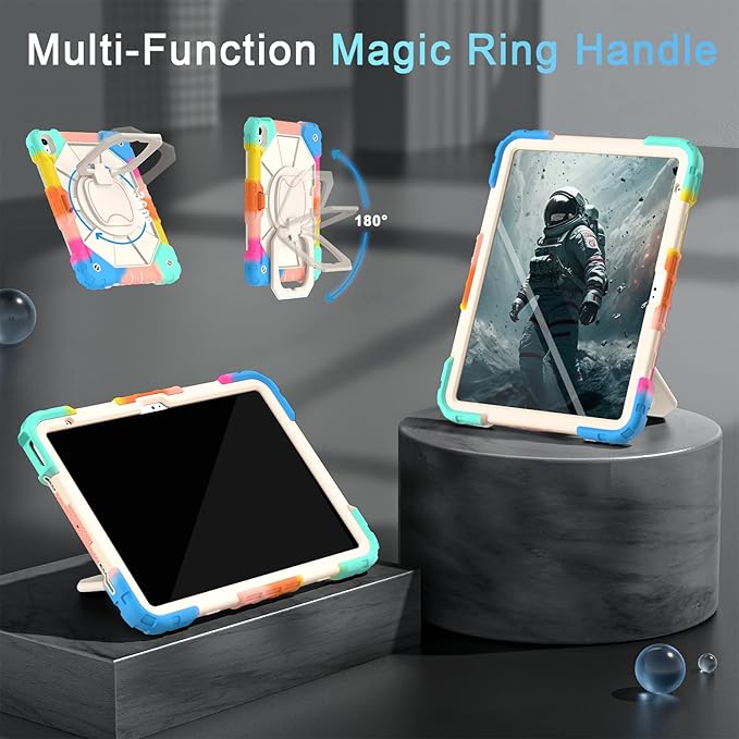 Case for iPad (A16) 11th/10th Generation 2025/2022,10th Generation i Pad Case with 360° Rotating Stand Screen,Heavy Duty Shockproof Cover for iPad 11.0/10.9 Inch C ase,Colorful