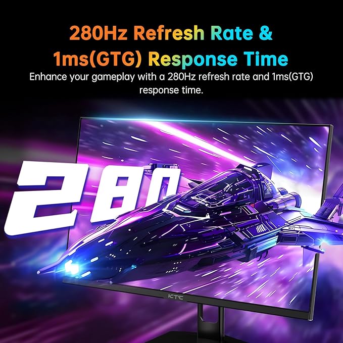KTC 27 Inch 280Hz Gaming Monitor, FHD 1080P 240Hz PC Computer Monitor, Fast VA Panel, 1ms GTG, FreeSync G-Sync Compatible, HDR Support, 126% sRGB, HDMI and Displayport Inputs, H27E22P