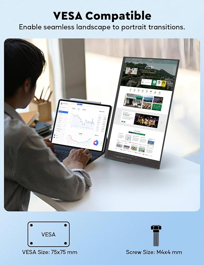 23.8" Portable Monitor for Laptop 100HZ-Portable Screen 100% SRGB IPS for Gaming & Work USB-C HDMI Second Monitor Portable with 180°Adjustable Stand for Laptop Mac Window PS5