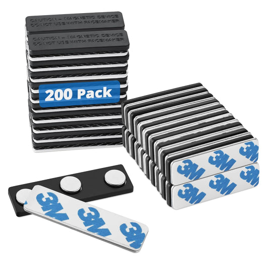 Mifflin-USA - Name Tag Magnets - 200 Pack, 1.75 x 0.5 Inches - Premium ID Badge Holder with 3 Extra Strong Neodymium Magnets