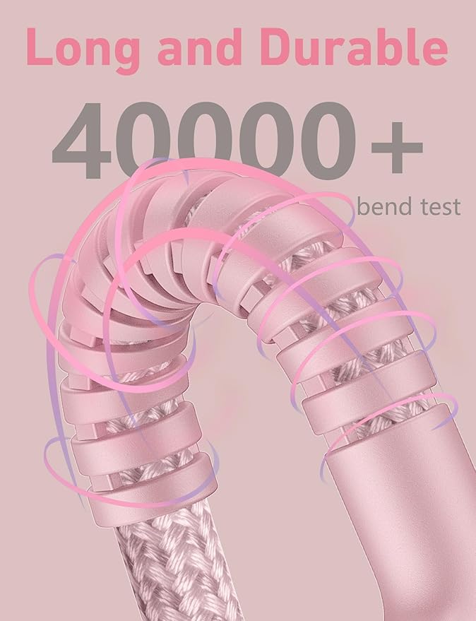 iPhone 16 USB C Cable Fast Charging [2 Pack, 6FT], USB A to USB C Charger Cord, Upgraded Extra Durable Braided USBC Cable Compatible with iPhone 17 16 15 Pro Max, LG and More-Pink