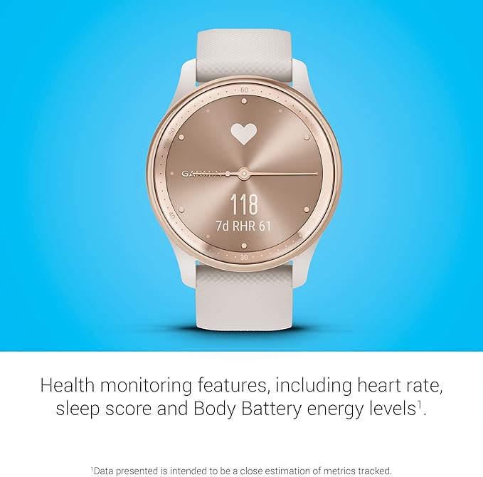 Garmin Vivomove Trend, Stylish Hybrid Smartwatch, Long-Lasting Battery Life, Dynamic Watch Hands and Touchscreen Display, Ivory (Renewed), Adjustable