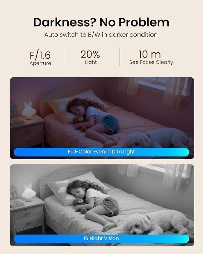 4K 8MP Indoor Security Camera, WiFi Camera with 64GB Memory Card, 360° Pan/Tilt IP Surveillance Camera, Auto Tracking, AI Human/Baby Cry/Pet Detection, Night Vision, 2-Way Audio