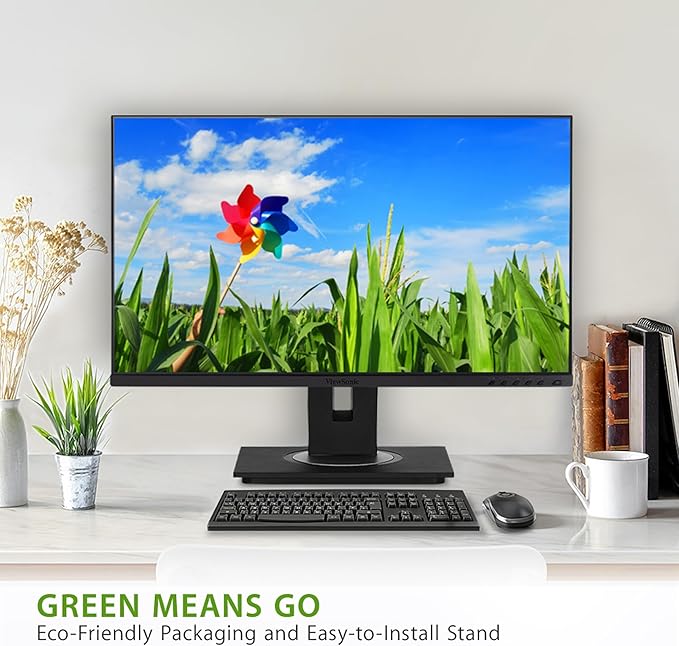 ViewSonic VG2448A 24 Inch IPS 1080p Ergonomic Monitor with Ultra-Thin Bezels, HDMI, DisplayPort, USB, VGA, and 40 Degree Tilt for Home and Office