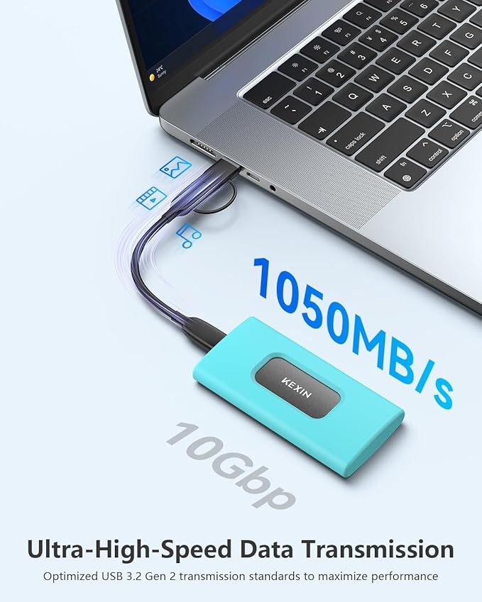 KEXIN External SSD 1TB External Hard Drive USB C Portable SSD, Up to 1050MB/s, USB 3.1 External Solid State Drive 1T for PC Mac Android Game Console, Laptop, Xbox, PS4 and More