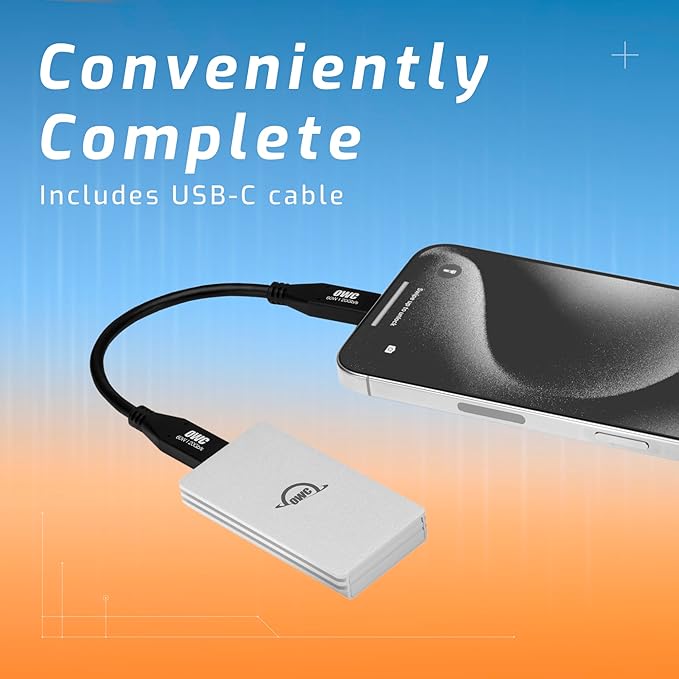 OWC 2TB Envoy Single Ultra Portable Aluminum Bus Powered 10G/s USB-C Thunderbolt Compatible External NVMe SSD Drive