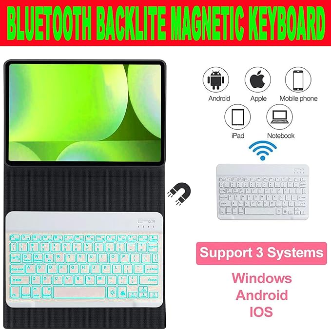 Keyboard Case for Samsung Galaxy Tab 10 FE Plus 13.1inch, S10 FE+ Smart Keyboard Case Magentic Keyboard Cover with S-Pen Holder, Sky Blue