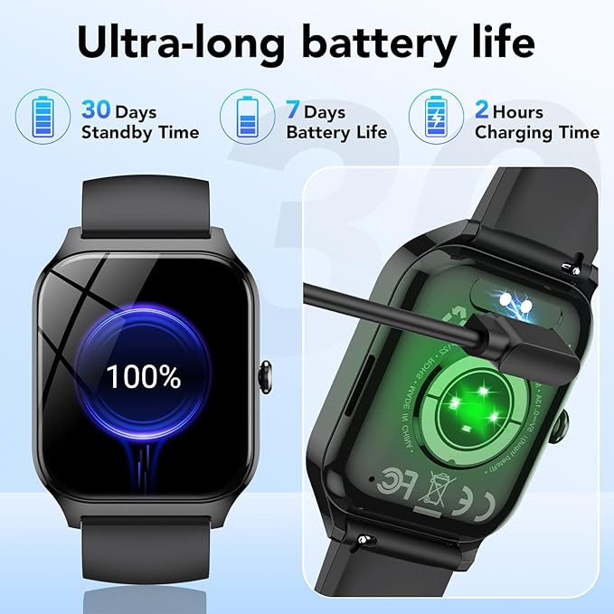 Smart Watch for Men Women, 1.85" HD Fitness Tracker with Bluetooth Calls/AI Voice Control, IP68 Waterproof, 115+Sports Modes, 24/7 Heart Rate/Sleep Fitness Watch Compatible with iOS/Android Grey