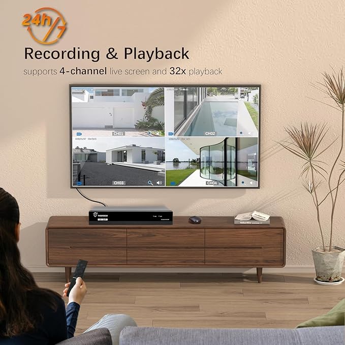 TIGERSECU Super HD 1080P 4 Channel DVR Security Recorder with 2TB Hard Drive, Hybrid 6-in-1 CCTV DVR Recorder Compatible with 2MP and 5MP TVI, AHD, CVI, Analog, RS485 PTZ and IP Cameras