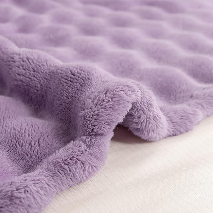YUSOKI Luxury 3D Bubble Throw Blanket 5lb,All Ages,Home Decoration, (Lilac Purple,90 * 90inches)