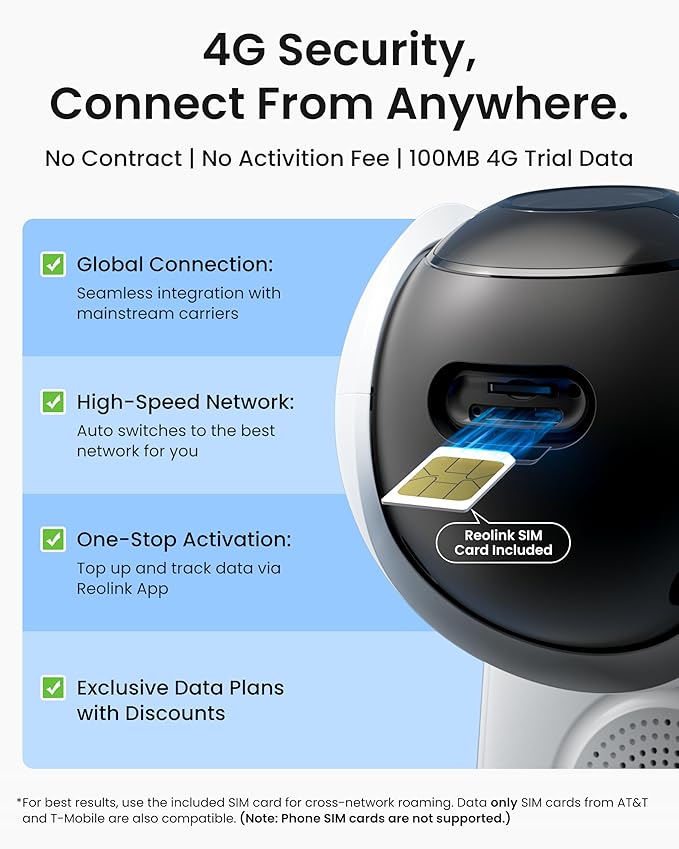 REOLINK Altas Go PT 4G LTE Solar Cellular Security Camera Wireless Outdoor, 360° 24/7 Recording, 10s Pre-Record, for Home Security, 2K ColorX Night Vision, Smart Detection, Large Battery and 12W SP