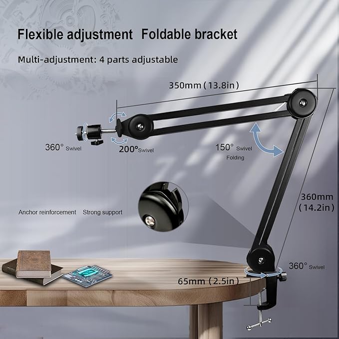 NICE-POWER Digital Microscope, 48MP 4K 1080P HDMI Type-C/USB Industrial Video Microscopes Camera, 150X Zoom C-Mount Lens, Foldable Stand, LED Ring Light, Soldering Microscope for Electronics Repair
