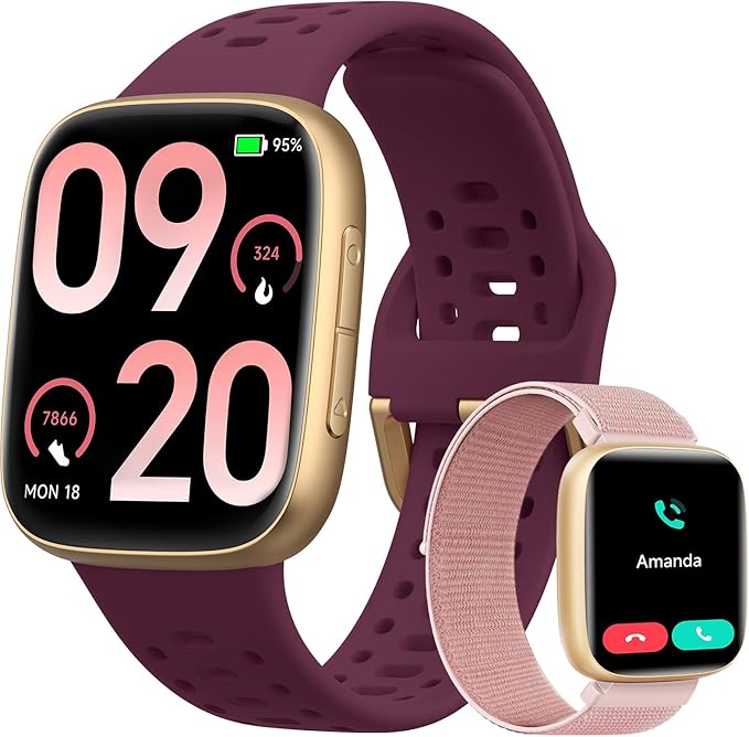 Smart Watches for Women/Men Android iPhone, [1.85" AMOLED Screen] Smartwatch Fitness Tracker 3ATM Waterproof with Bluetooth Calls, AI Control, Heart Rate/SpO2/Sleep Monitor, 7 Days Battery