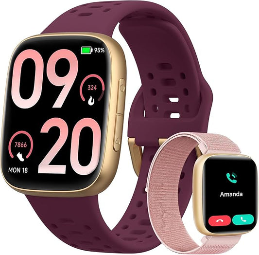 Smart Watches for Women/Men Android iPhone, [1.85" AMOLED Screen] Smartwatch Fitness Tracker 3ATM Waterproof with Bluetooth Calls, AI Control, Heart Rate/SpO2/Sleep Monitor, 7 Days Battery
