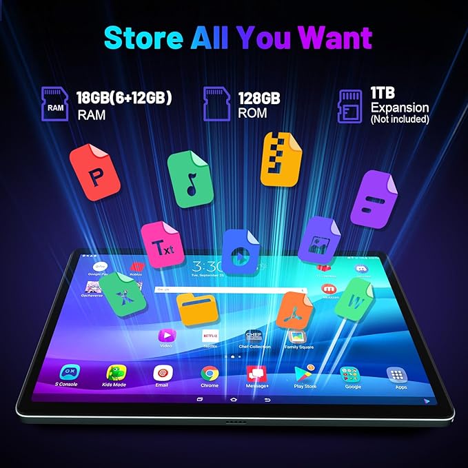 Android 14 Tablet 11 Inch, 18GB RAM 128GB ROM 1TB Expand, Octa-Core 2.0GHz CPU,5G WiFi, 2K Display, 13MP+5MP+5MP Camera, 9000mAh Battery, Electronic Tablets with Keyboard Case Stylus(Green)
