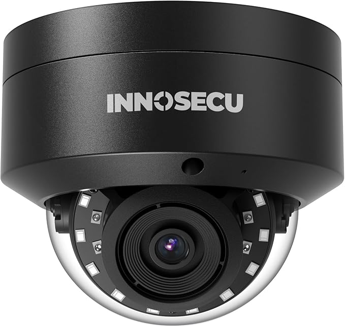 4MP IP PoE Camera, Vandal-Proof Dome Security Surveillance Camera, Built-in Mic, 2.8mm Lens Wide Angle 110°, Waterproof IP67, Human/Vehicle Detection, No PT Supported, IND4FR54A-B (Black)