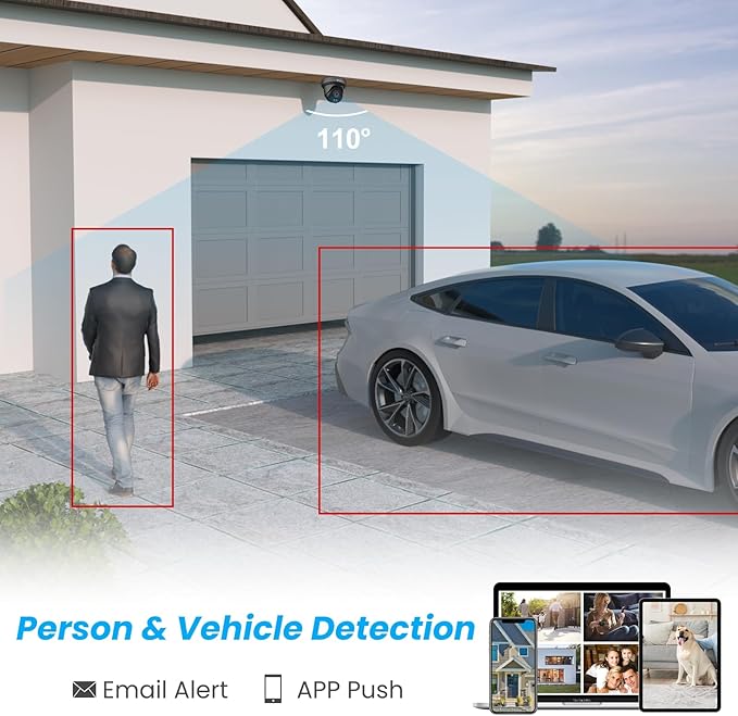 Anpviz 4K 8MP PoE Security IP Camera Outdoor, AI Human Vehicle Detection, 100FT Smart Dual Light Color Night Vision, Built-in Mic, 2.8mm Lens, IP66 Waterproof, NDAA Compliant, Black (U Series)