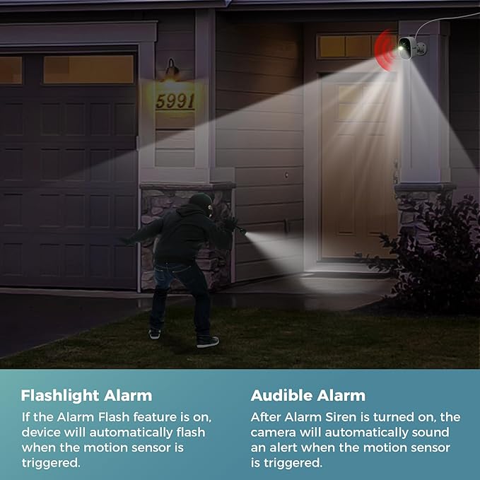 Vicohome 2K Security Camera Wireless Wi-Fi Indoor/Outdoor,Battery Powered,Easy to Setup,PIR Motion Detection,Two Way Audio, Audible Flashlight Siren,2.4GHz, Color Night Vision,180 Days Exchange Policy