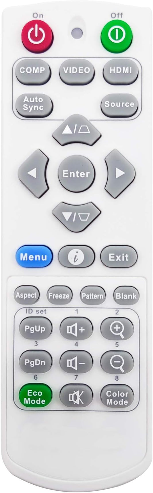 A-00010005 Projector Remote Control for ViewSonic PA502XP, PA503S, PA503SP, PA503W, PA503X, PA503XP, PG700WU, PG701WU, PJD5152, PJD5154, PS500X, PS501W, PS501X, PX700HD, PX701HD, PX702HD