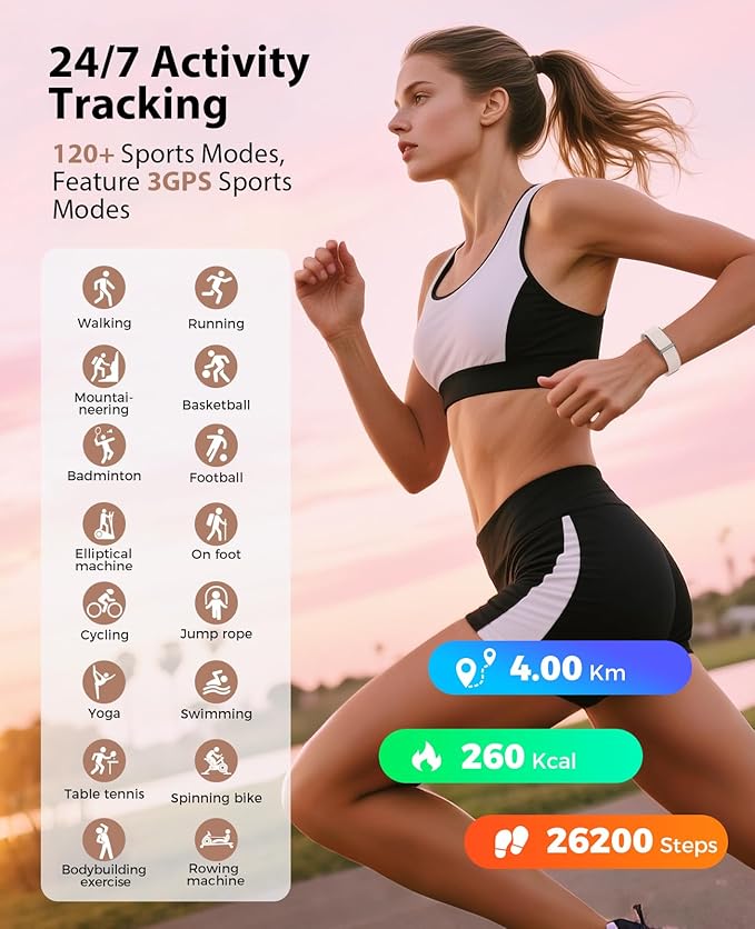 Smart Bracelet, Wearable Activity & Fitness Tracker Band, 24H Sleep Tracker, All-Day Continuous Heart Rate Blood Pressure Stress HRV Monitor, 173 Sport Modes Smart Wristband with 2 Bands, Free APP
