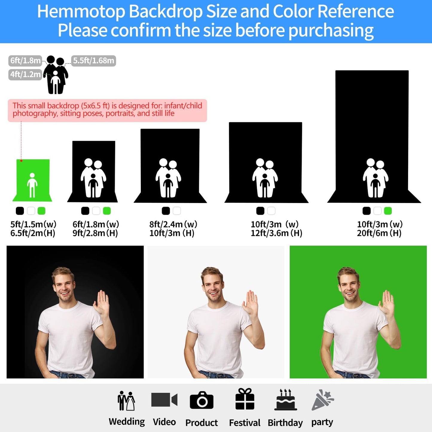 HEMMOTOP Photo Backdrop Curtains, 5x6.56 ft White Backdrop for Photoshoot, White Photography Seamless Backdrops Background for Easter, Birthday Party, Halloween, Photo, Projector Screen (150x200 cm)