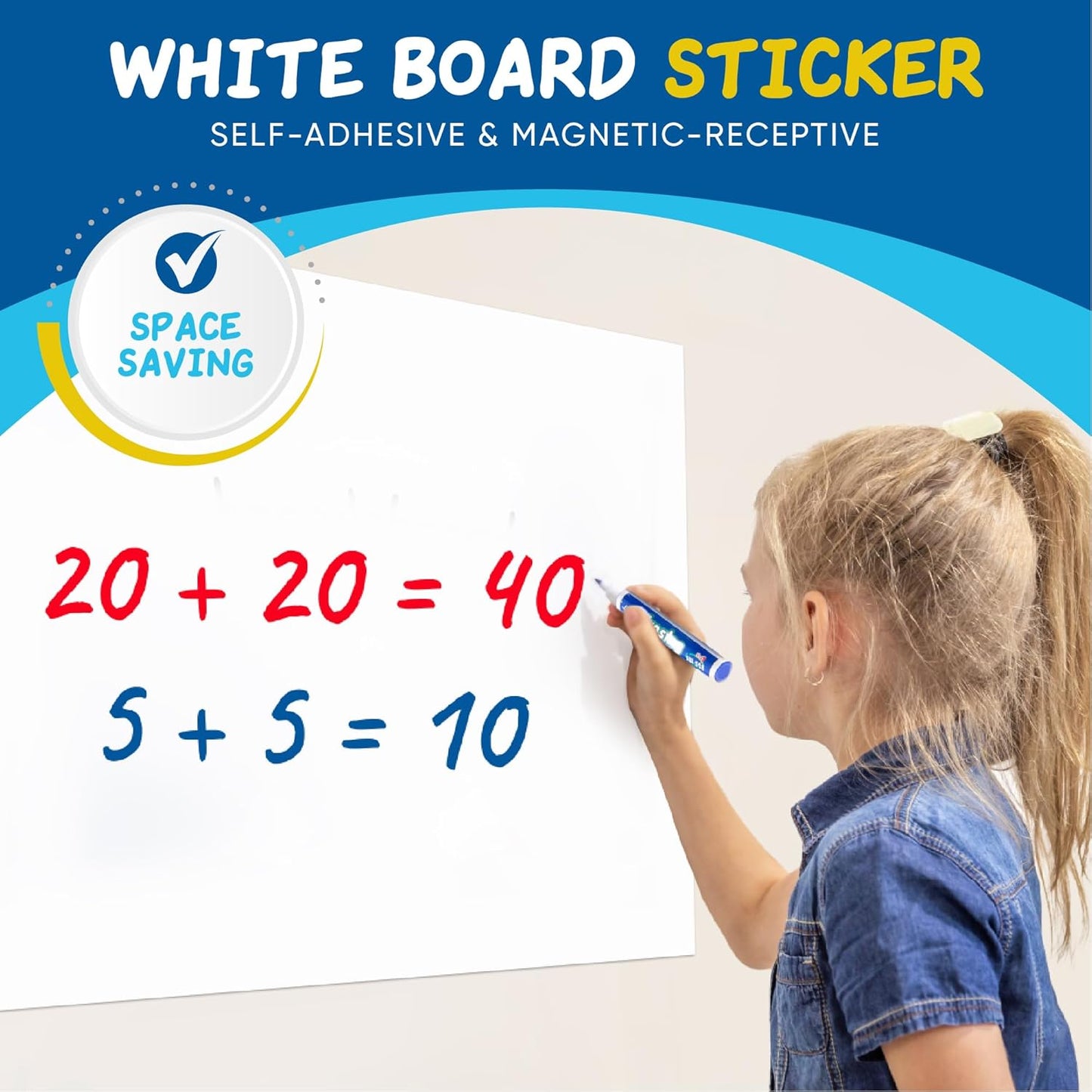 YOUNGJQ Magnetic Whiteboard Contact Paper 48" x 30", Adhesive Magnetic Dry Erase White Board Sticker for Wall, Peel and Stick Wallpaper