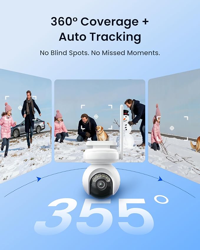 REOLINK Altas PT Ultra - 4K Solar Security Cameras Wireless Outdoor, 500 Days Battery Life, ColorX Night Vision, 360° Pan Tilt Auto Tracking, Dual-Band Wi-Fi 6 Cameras for Home Security