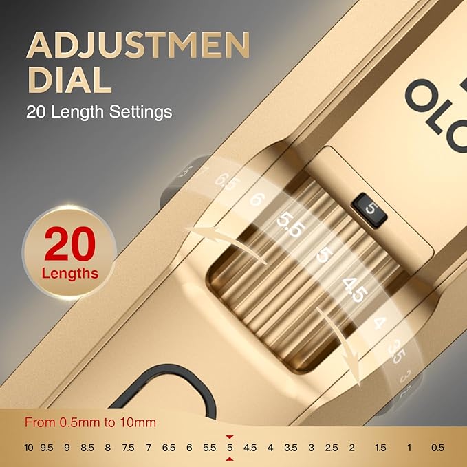 Men's Beard Trimmer- All-in-One Trimmer with Precision Dial - Premium Facial Hair Groomer - Adjustable 20 Length Setting, USB Recharge Dock, Cordless Waterproof Wet/Dry Clipper, Gold