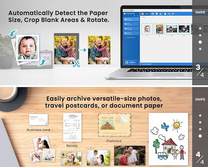Plustek Photo Scanner ePhoto Z300, Scans 4x6 inch Photos in 2 Seconds, Auto crop and deskew with CCD Sensor, Supports Mac and PC