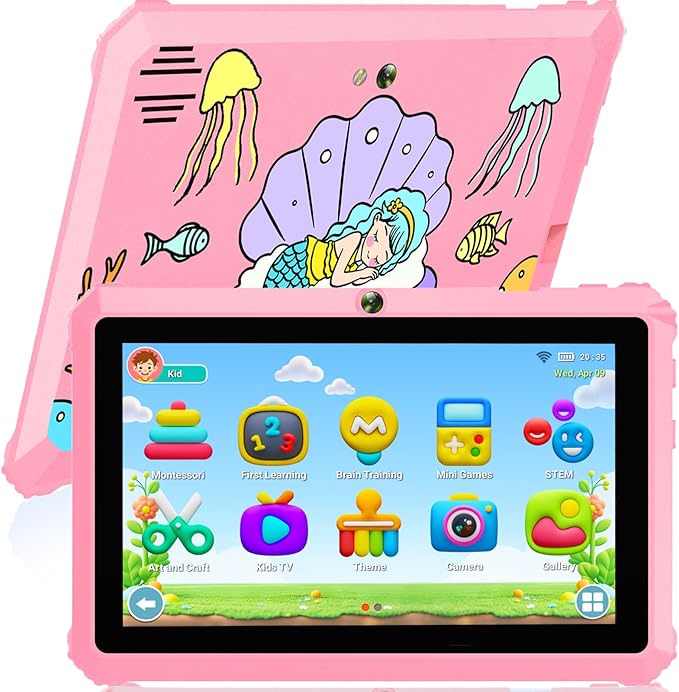 YINOCHE Kids Tablet for Kids 3-7 7'' Andoird Toddler Tablet for Toddlers with Case 32G Kids Tablets with Parental Controls WiFi Dual Camera GMS Certified Learning Toddler Toys for Girls (Pink1)