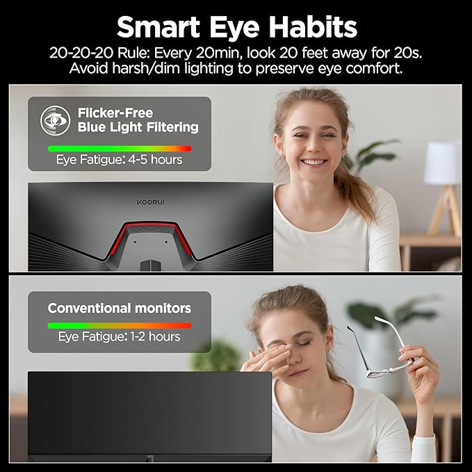 KOORUI 27 Inch Gaming Monitor 200Hz FHD (1920x1080) HDR400, 1ms Fast IPS, 90% DCI-P3, Adaptive-Sync, HDMI 2.0, DP 1.4, VESA Mount, Tilt Adjustable, G2711P
