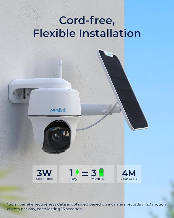 REOLINK Security Cameras Wireless Outdoor, Pan Tilt Solar Powered, 5MP 2K+ Color Night Vision, 2.4/5GHz WiFi, Smart Cameras for Home Security, Works with Home Hub, Argus PT + Solar Panel