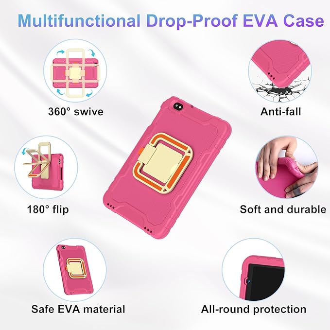 2025 Tablet 10 inch Android 15 Tablets 30GB RAM 128GB ROM 1TB Expand, 8000mAh Octa-Core Tablet with Drop-proof Case, Gemini AI, HD IPS Display, GPS, 5G WIFI, Split-screen, Widevine L1 -Metal Rose Red