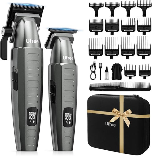 Ufree Professional Hair Clippers for Men with Bag, Mens Clippers and Trimmers Set, Barber Clippers Set, Electric Beard Trimmer, Gifts for Men, Gray