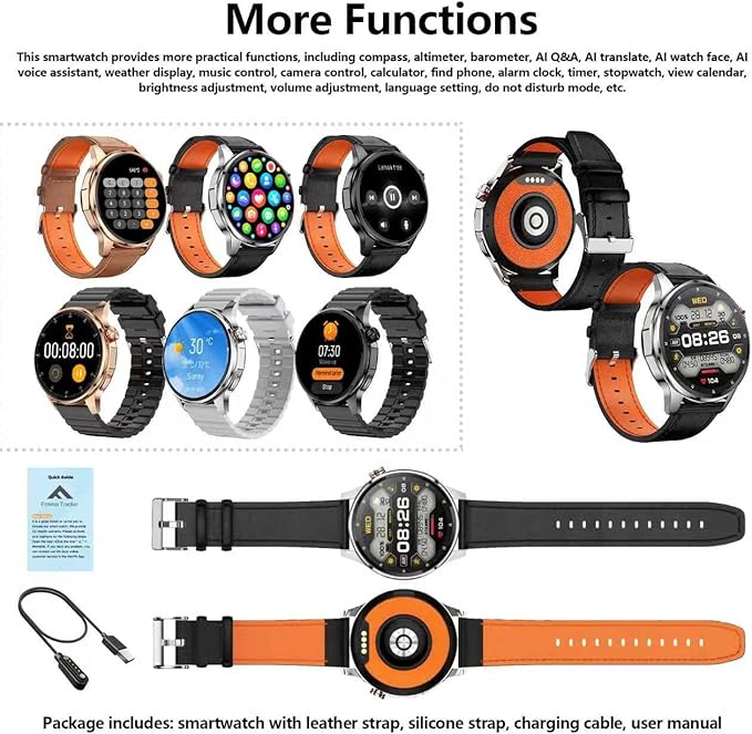 Smart Watch for Men Built-in GPS(Answer/Make Call/Text), 1.46" AI Smartwatch for Android Phones/iPhone, 100+ Sport Mode Fitness Tracker with Health/Sleep Monitor, Compass/Barometer/Altitude(2 Straps)
