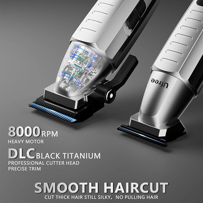 Ufree Professional Hair Clippers for Men with Bag, Mens Clippers and Trimmers Set, Barber Clippers Set, Electric Beard Trimmer, Gifts for Men, Silver