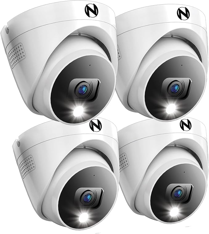 Night Owl Add On Wired 2K HD Indoor/Outdoor Deterrence Dome Cameras with 2-Way Audio (4 Pack)