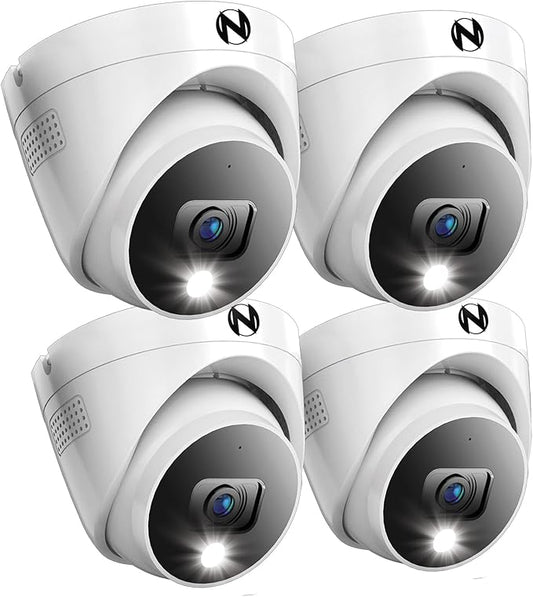 Night Owl Add On Wired 2K HD Indoor/Outdoor Deterrence Dome Cameras with 2-Way Audio (4 Pack)