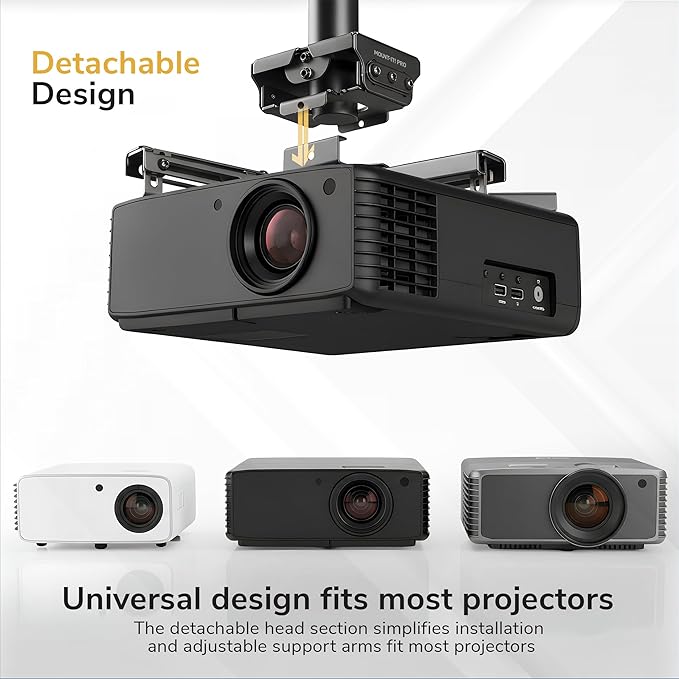 Mount-It! PRO Projector Ceiling Mount, 23.8-35.6" Extension, Heavy-Duty Commercial Grade Ceiling Projector Bracket, 77 Lbs Weight Capacity