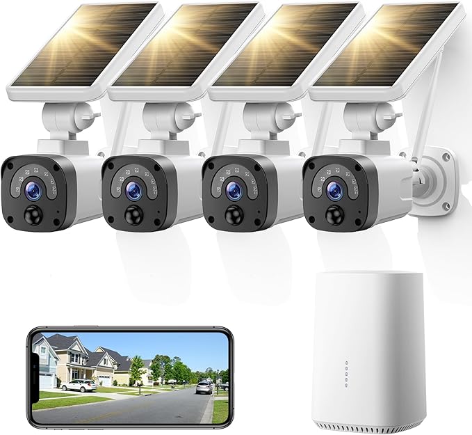 2.5K Solar Camera Outdoor Wireless, 4MP Home Security Camera System, Battery Powered Security Camera,PIR Human Detection, 2-Way Audio, Night Vision, IP65 Waterproof, Cloud/SD Storage 0 Monthly Fee