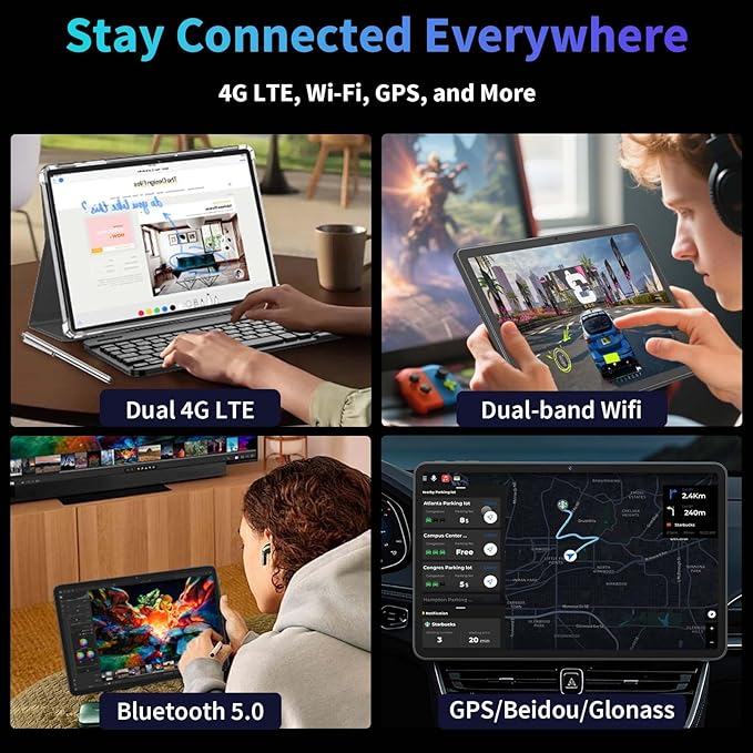 2026 12 Inch Tablet, 24GB（8+16） RAM+256 Storage(Expand to 2TB), Android 15 Tablet with Keyboard, Octa-Core, 2K 2000x1200 Display, 16MP Dual Camera, 8000mAh, 5G WiFi,GPS,Bluetooth 5.0（Pink）