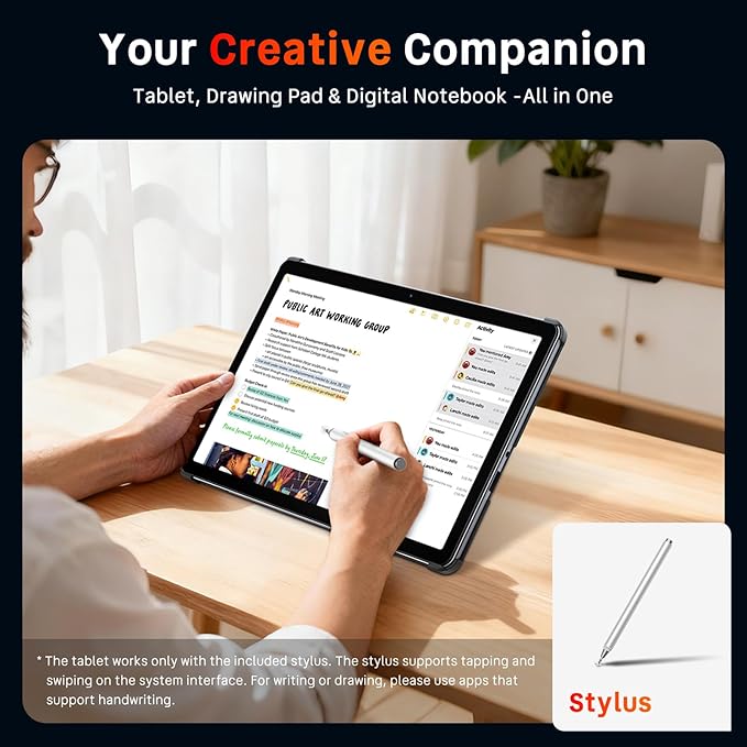 2-in-1Tablet Computer, 10.1" Touchscreen Tablet PC with Stylus and Case, Intel m3 8100Y up to 3.4GHz, 12GB RAM 256GB SSD, Win 11,for Home, Business, Students, Digital Sketching(Without Keyboard)