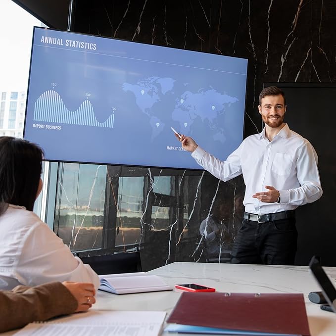 55" Interactive Touchscreen Monitor, Smart Board 4K Display with Wall Mount, Android 11 Smart Touch Screen Presentation Electronic Whiteboard for Office & Classroom, RAM 4G & ROM 32G