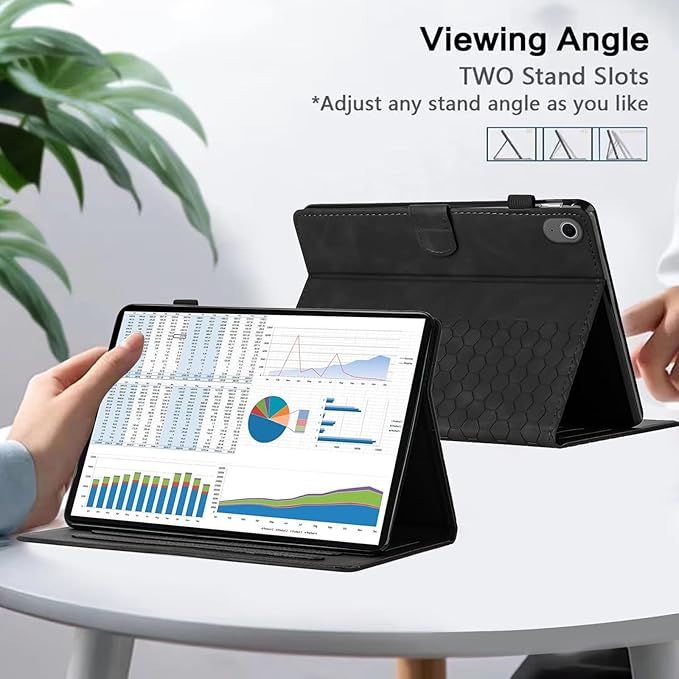 Case for Samsung Galaxy Tab S10 Lite/S10 Fe/S9 Fe 10.9" /S9 11" Tab Cases Multi-Angle Viewing Smart Stand with Pocket Auto Wake/Sleep PU Leather Tablet Flip Folio Cover Black